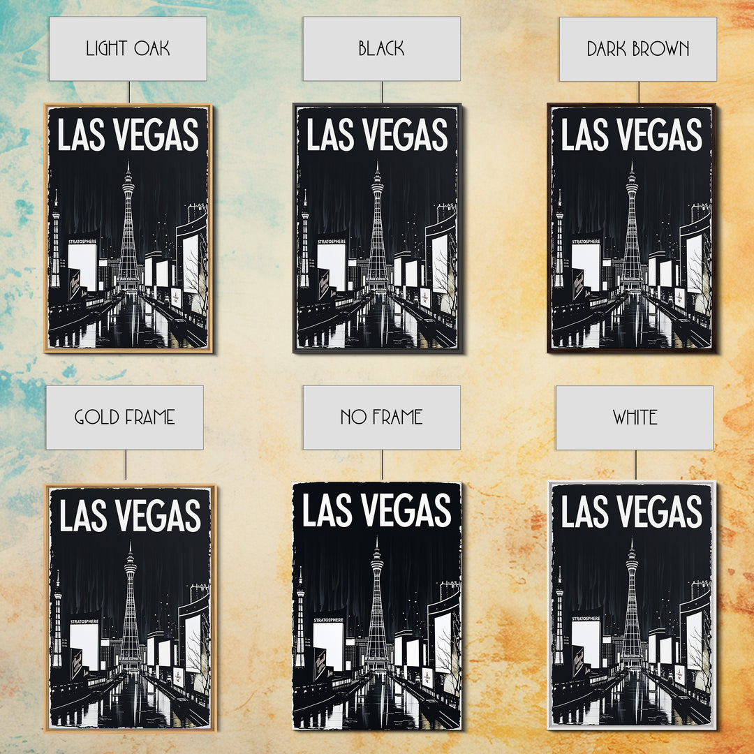 Las Vegas Travel Poster, Canvas Print, Dark Moody City Wall Art, Las Vegas Wall Art, Travel Poster Art, Travel Poster Set, Wanderlust Decor