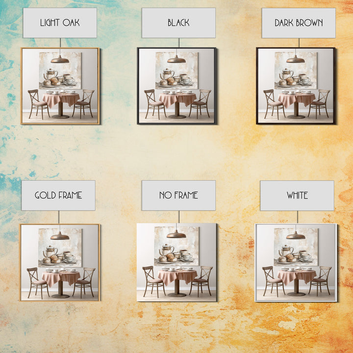 French Bistro Food Illustration Without Text Canvas Print, Dining Room Art, Set of 3 Prints, Dining Room Decor, Dining, DRA-1x1-34
