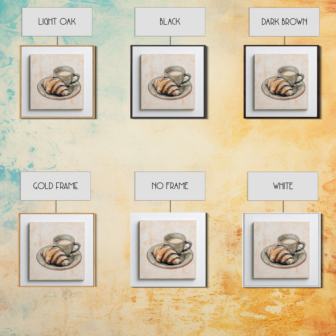 French Bistro Food Illustration Without Text Canvas Print, Dining Room Art, Trendy Wall Art, Dining Room Decor, Oil Painting, DRA-1x1-82
