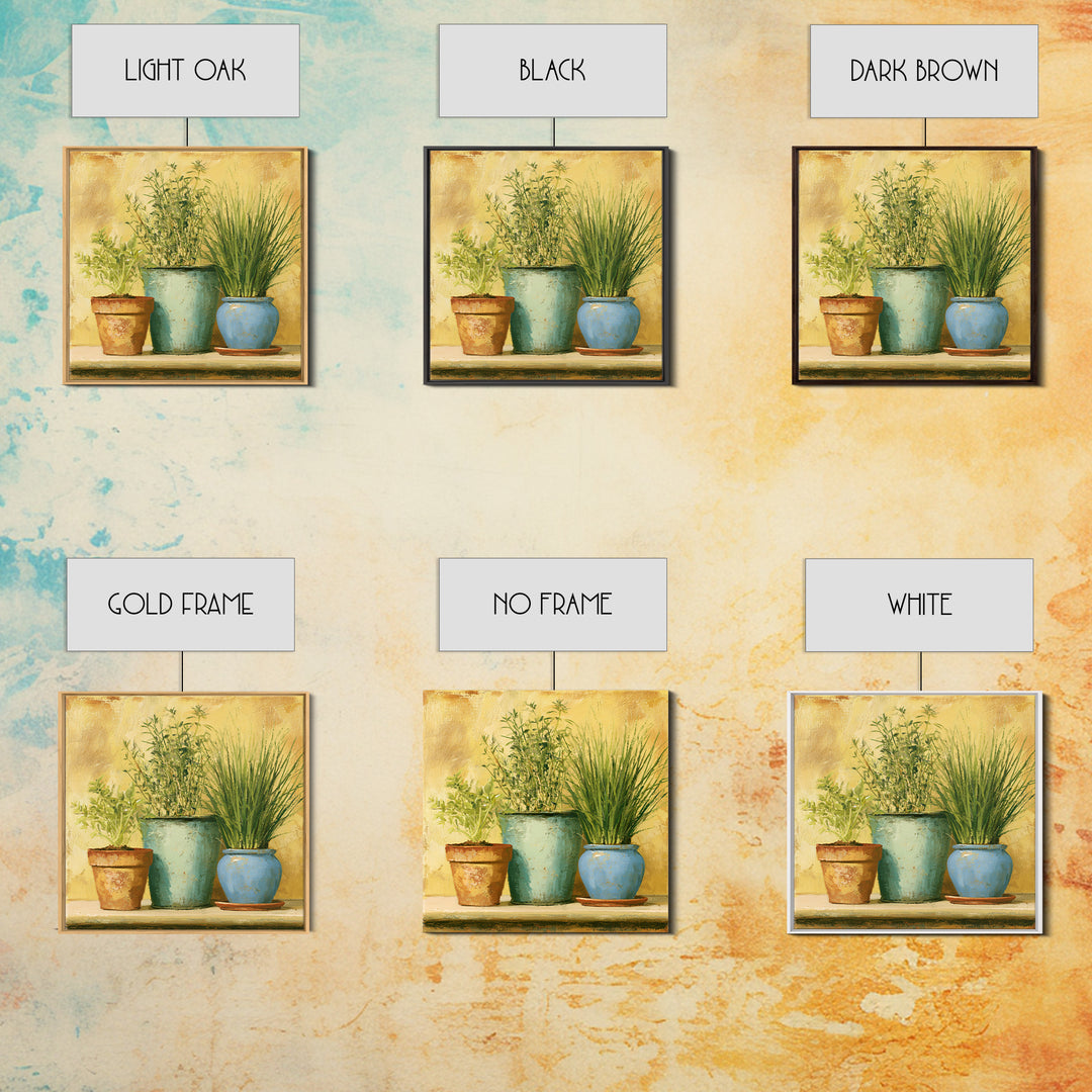 Modern Kitchen Herbs Canvas Print, Dining Room Art, Kitchen Wall Decor, Dining Room Decor, Fine Art, Dining, Statement Artwork, DRA-1x1-9