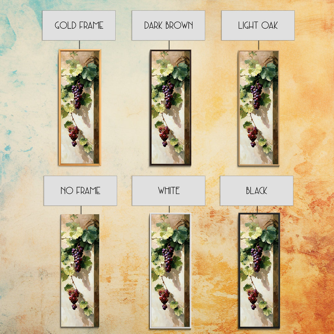 Botanical Grapevine with Leaves and Fruit Canvas Print, Dining Room Art, Kitchen Prints, Dining Room Decor, Fine Art, Dining, DRA-1x3-57