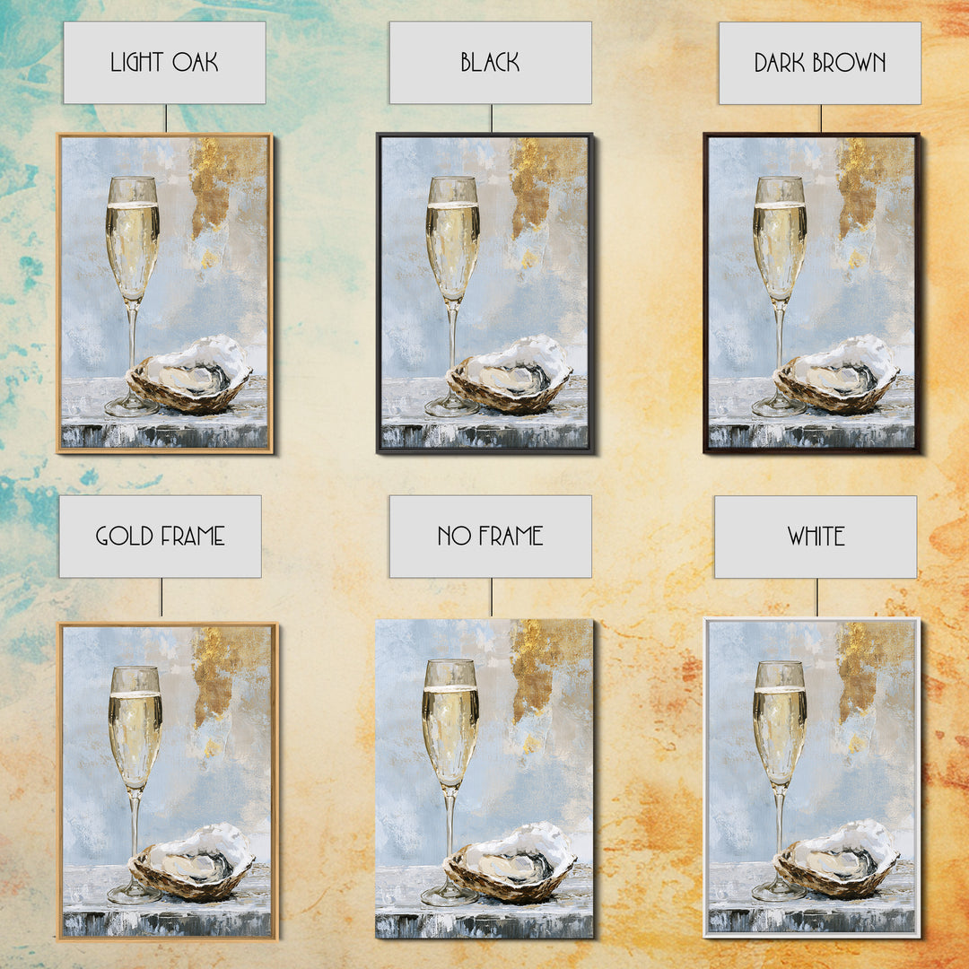 Elegant Oyster and Champagne Still Life Canvas Print, Dining Room Art, Bedroom Wall Art, Dining Room Decor, Fine Art, Dining, DRA-2x3-15