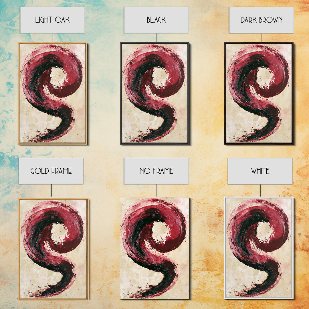 Abstract Red Wine Swirl Framed Canvas Print, Dining Room Art, Gallery Decor, Dining Room Decor, Dining, Minimalist Decor, DRA-2x3-2