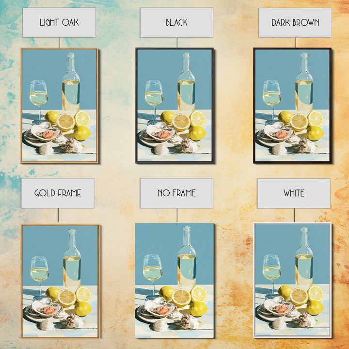 Shellfish and Lemon Still Life Framed Canvas Print, Dining Room Art, Living Room Decor, Dining Room Decor, Fine Art, Dining, DRA-2x3-24