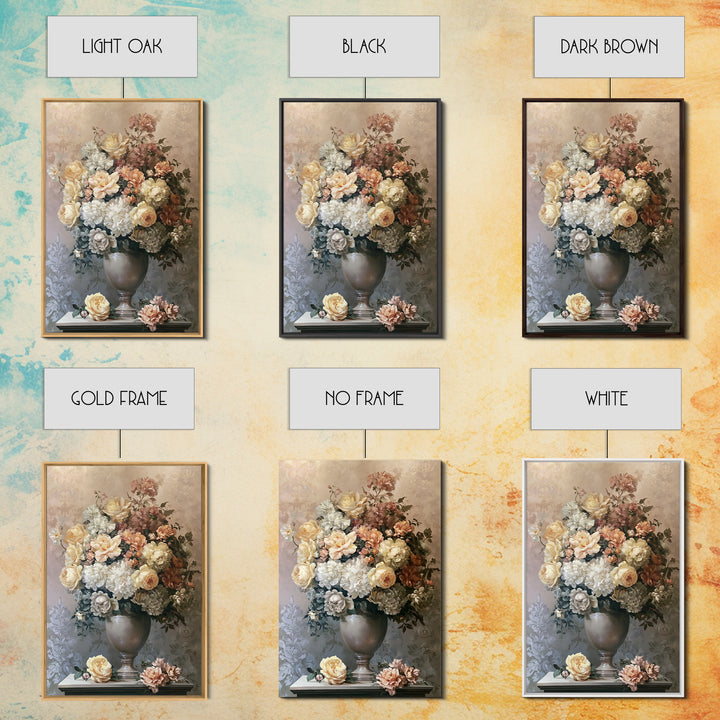 Classic Dutch Feast Arrangement Framed Canvas Print, Dining Room Art, Watercolor Painting, Dining Room Decor, Fine Art, Dining, DRA-2x3-3