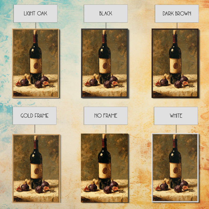 Wine Bottle and Figs on a Linen Canvas Print, Dining Room Art, Gallery Decor, Dining Room Decor, Abstract Art, Dining, DRA-2x3-35