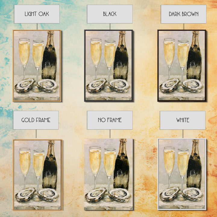 Elegant Oyster and Champagne Still Life Canvas Print, Dining Room Art, Wall Decor, Dining Room Decor, Fine Art, Dining, DRA-2x3-39