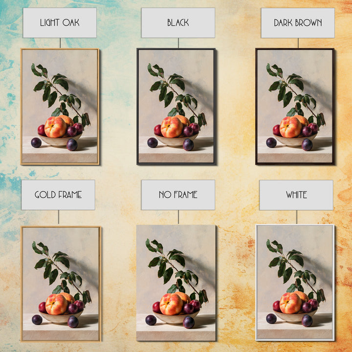 Peach and Plum Still Life Framed Canvas Print, Dining Room Art, Kitchen Prints, Dining Room Decor, Fine Art, Dining, Art Print, DRA-2x3-4