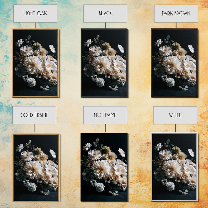 Moody Dark Background Bouquet for Formal Dining Canvas Print, Dining Room Art, Luxury Decor, Dining Room Decor, Dining, DRA-2x3-67