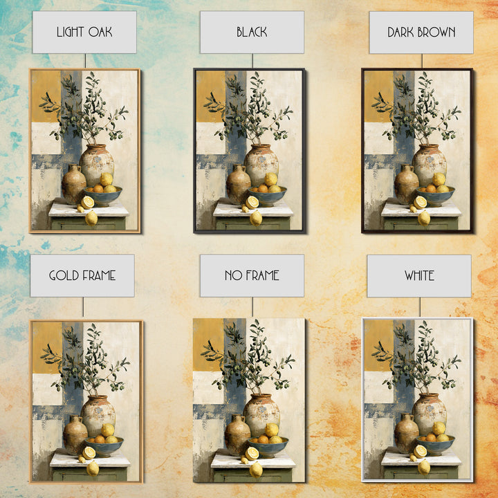 Mediterranean Olive Branch and Citrus Arrangement Canvas Print, Dining Room Art, Minimalist Decor, Dining Room Decor, Dining, DRA-2x3-68