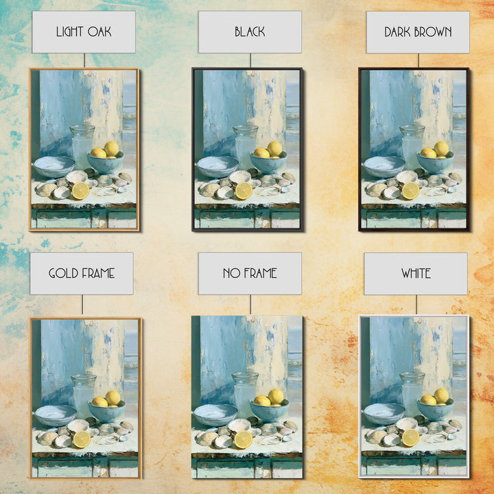 Shellfish and Lemon Still Life Canvas Print, Dining Room Art, Neutral Decor, Dining Room Decor, Oil Painting, Dining, DRA-2x3-72