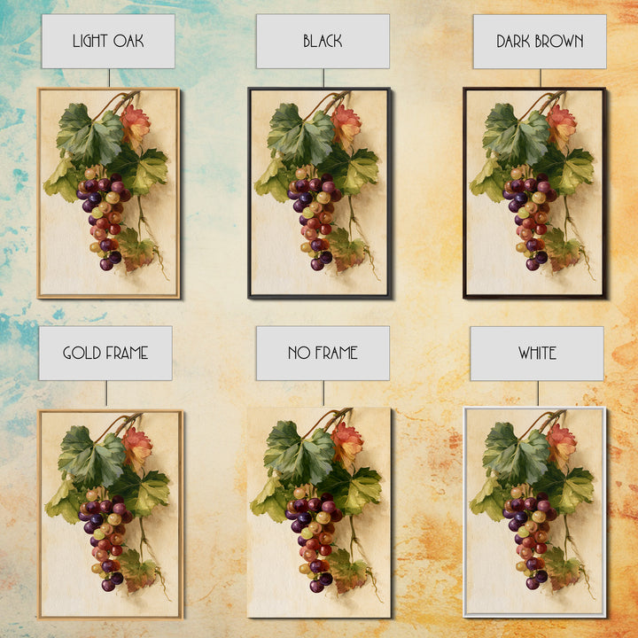 Botanical Grapevine with Leaves and Fruit Canvas Print, Dining Room Art, Large Wall Art, Dining Room Decor, Fine Art, Dining, DRA-2x3-77