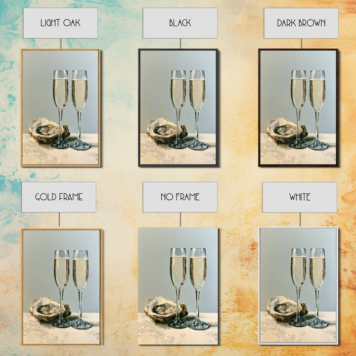 Elegant Oyster and Champagne Still Life Framed Canvas Print, Dining Room Art, Printable Wall Art, Dining Room Decor, Dining, DRA-2x3-87