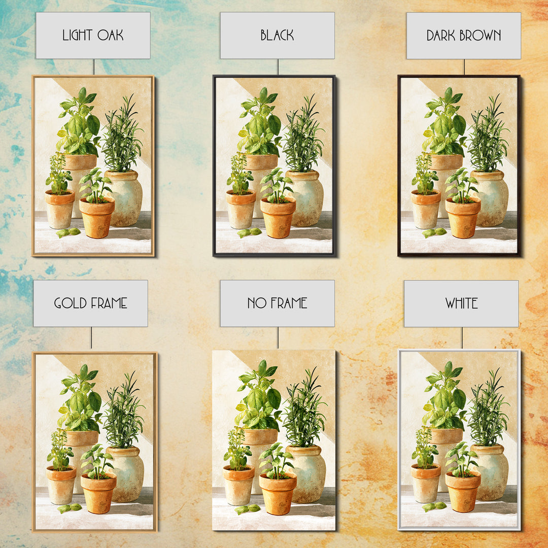 Modern Kitchen Herbs Framed Canvas Print, Dining Room Art, Canvas Art, Dining Room Decor, Watercolor Art, Dining, DRA-2x3-89