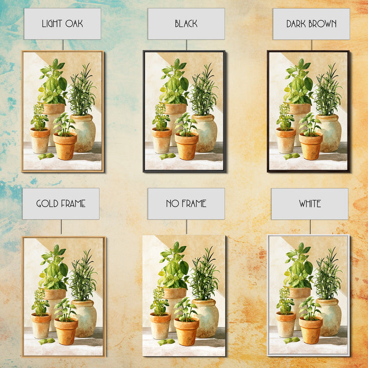 Modern Kitchen Herbs Framed Canvas Print, Dining Room Art, Canvas Art, Dining Room Decor, Watercolor Art, Dining, DRA-2x3-89