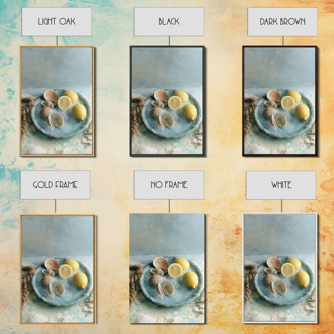Shellfish and Lemon Still Life Canvas Print, Dining Room Art, Contemporary Art, Dining Room Decor, Fine Art, Dining, DRA-2x3-96