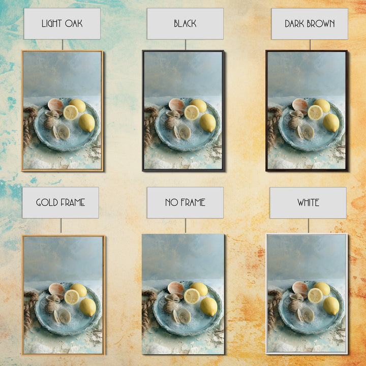 Shellfish and Lemon Still Life Canvas Print, Dining Room Art, Contemporary Art, Dining Room Decor, Fine Art, Dining, DRA-2x3-96