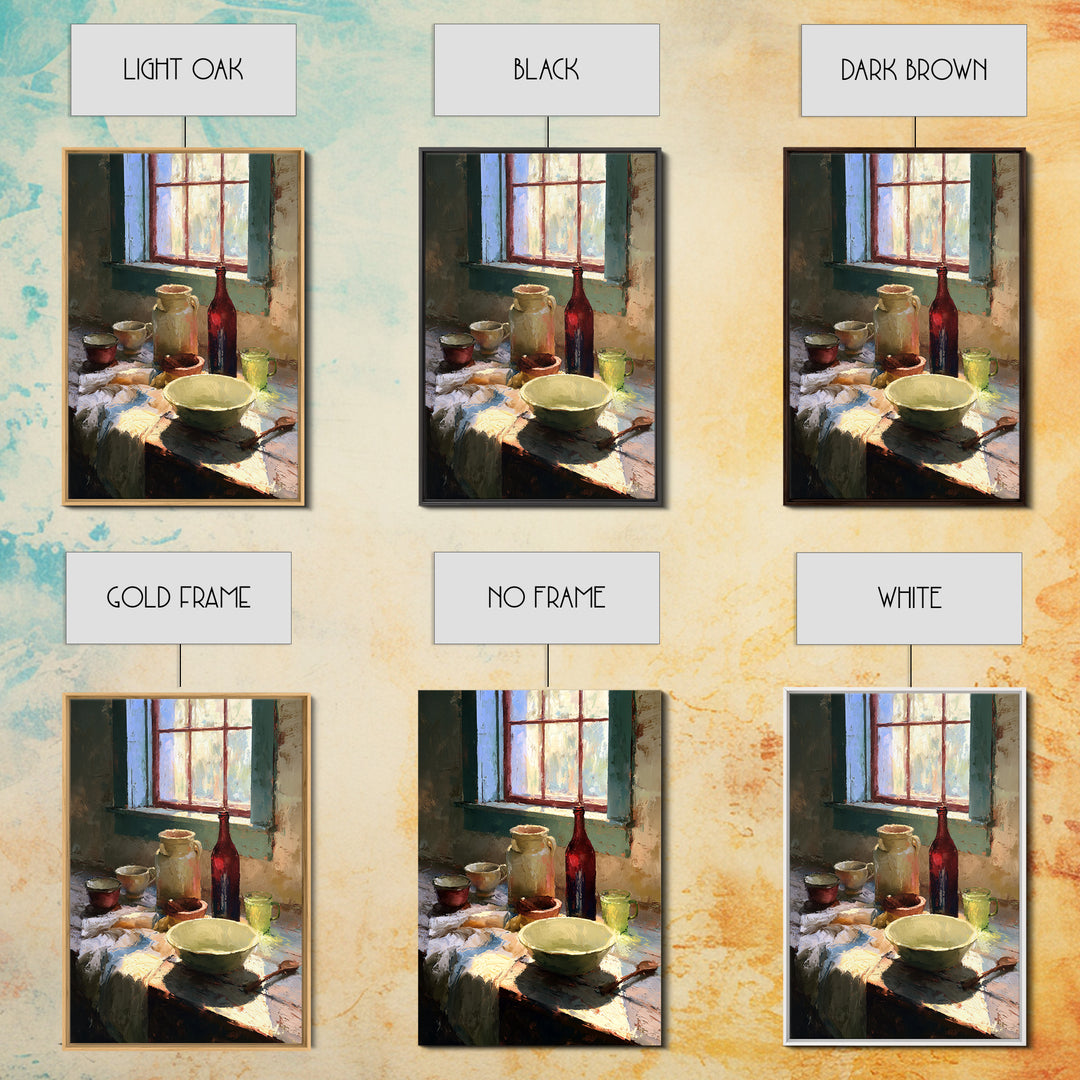 Sunlit Farmhouse Table Objects Without Room View Canvas Print, Dining Room Art, Printable Wall Art, Dining Room Decor, Dining, DRA-2x3-97