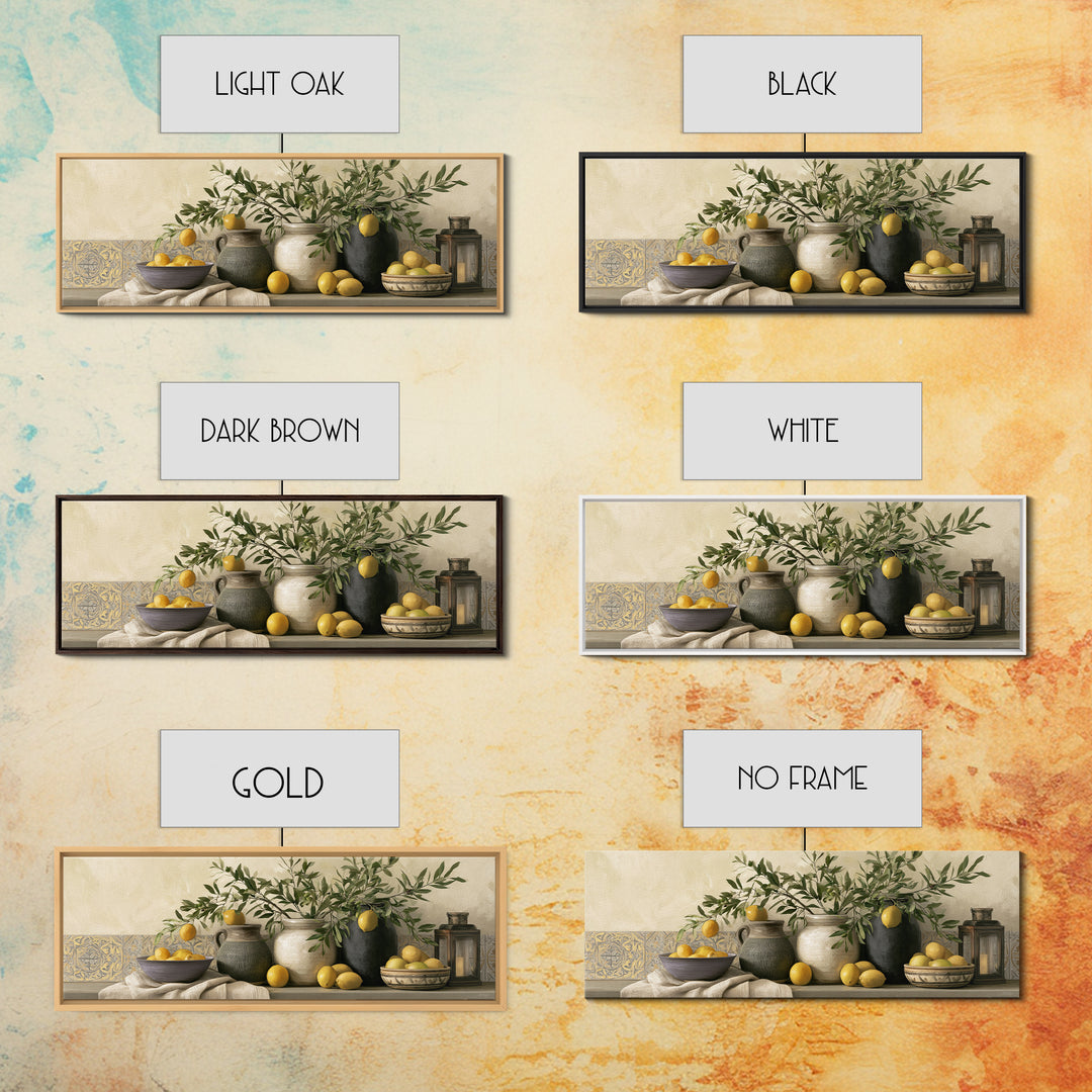 Mediterranean Olive Branch and Citrus Arrangement Canvas Print, Dining Room Art, Luxury Decor, Dining Room Decor, Dining, DRA-3x1-52