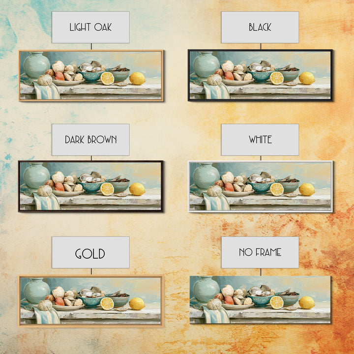Shellfish and Lemon Still Life Canvas Print, Dining Room Art, Wall Art, Dining Room Decor, Fine Art, Dining, Printable Art, DRA-3x1-80