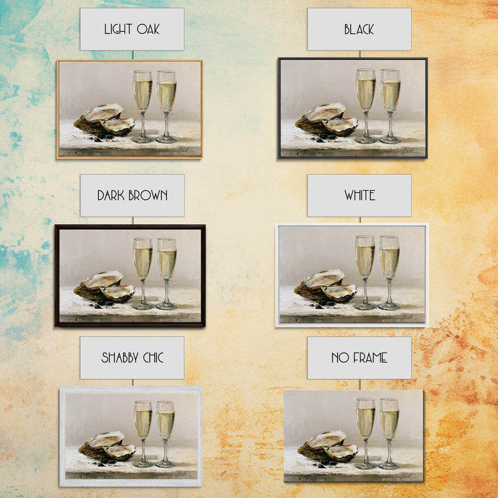 Elegant Oyster and Champagne Still Life Canvas Print, Dining Room Art, Neutral Decor, Dining Room Decor, Fine Art, Dining, DRA-3x2-83