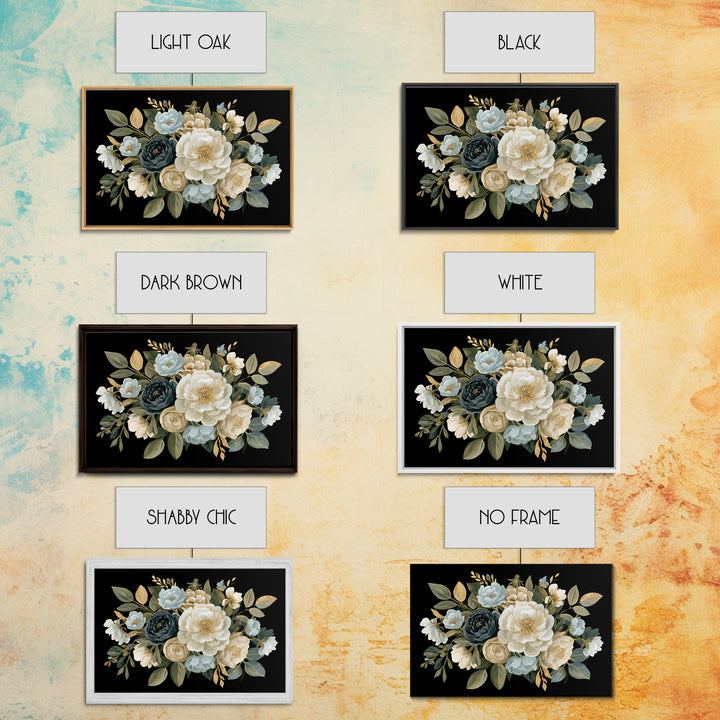 Moody Dark Background Bouquet for Formal Dining Canvas Print, Dining Room Art, Set of 3 Prints, Dining Room Decor, Dining, DRA-3x2-87