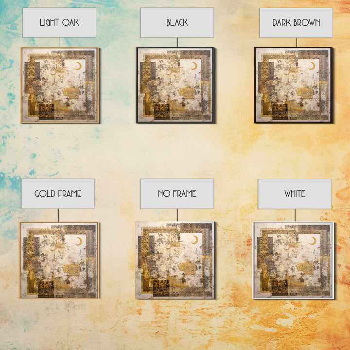Abstract Shapes Layered Framed Canvas Print, Eclectic Art, Boho Decor, Living Room Decor, Abstract Art, Eclectic, Home Decor, ECL-1x1-100