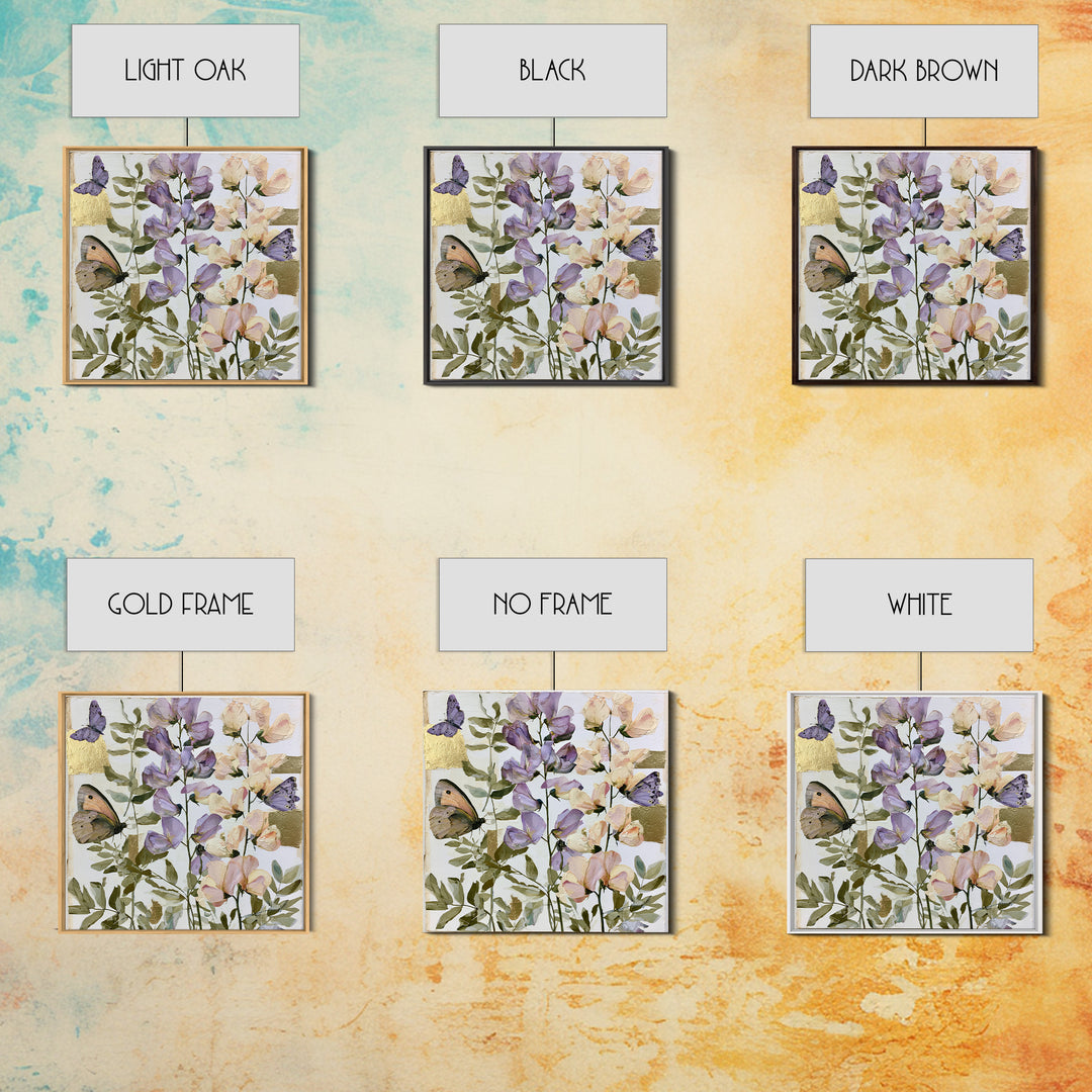 Botanical Collage with Butterflies and Old Paper Canvas Print, Eclectic Art, Digital Prints, Living Room Decor, Eclectic, ECL-1x1-61