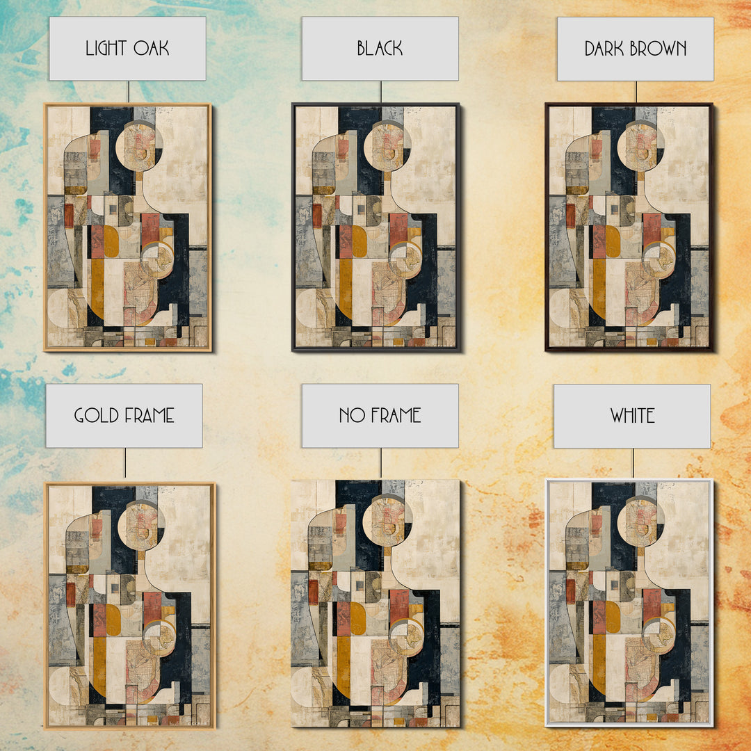 Abstract Shapes Layered Framed Canvas Print, Eclectic Art, Digital Prints, Living Room Decor, Abstract Art, Eclectic, ECL-2x3-36