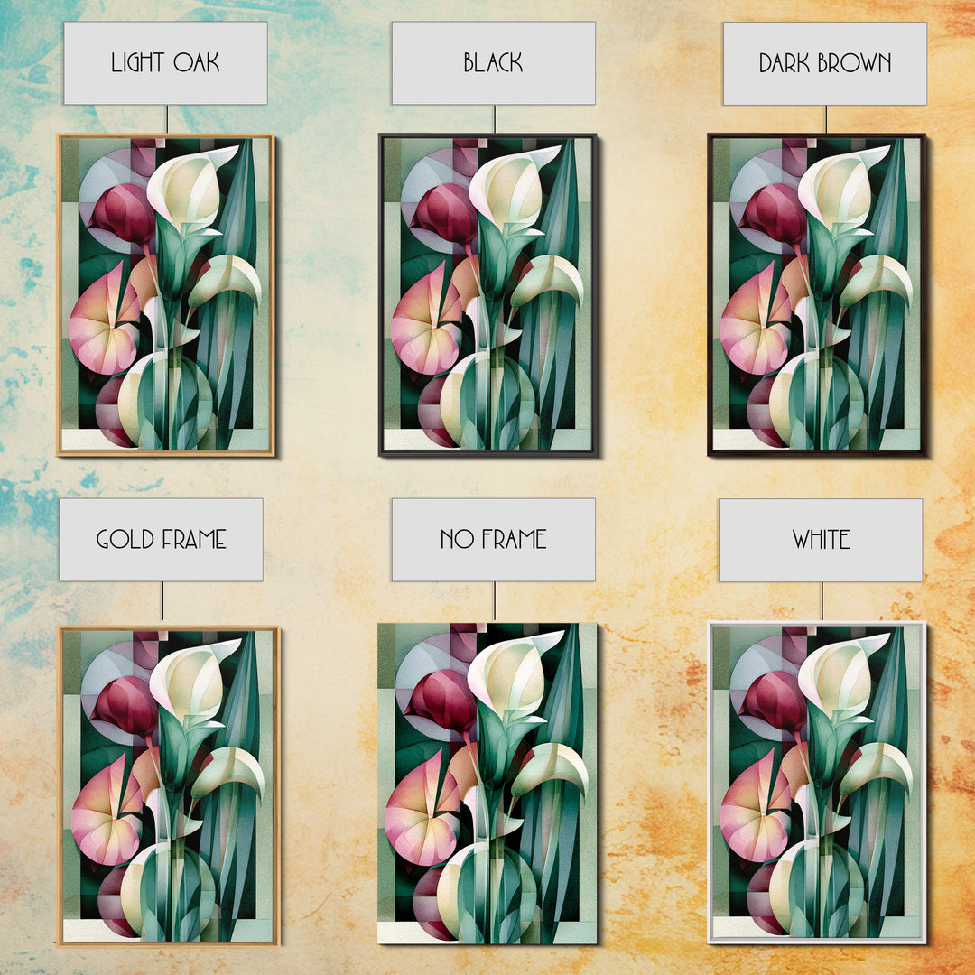 Retro Futurist Vase of Flowers Framed Canvas Print, Eclectic Art, Printables, Living Room Decor, Eclectic, Boho Wall Art, ECL-2x3-42
