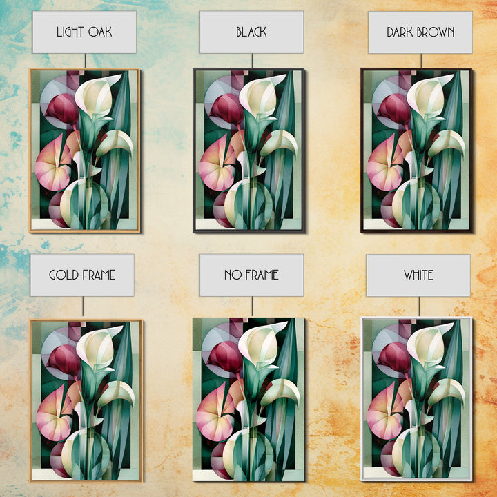 Retro Futurist Vase of Flowers Framed Canvas Print, Eclectic Art, Printables, Living Room Decor, Eclectic, Boho Wall Art, ECL-2x3-42