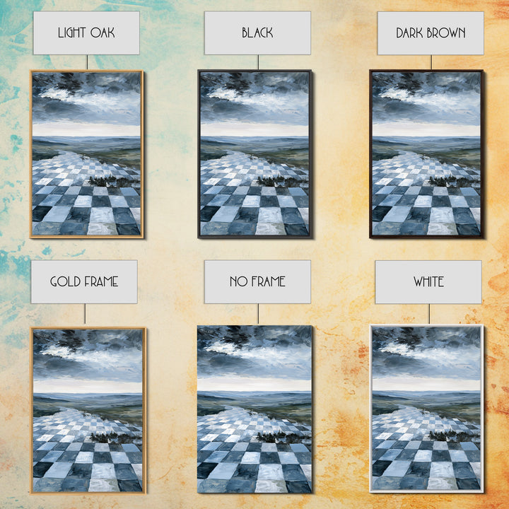 Playful Checkerboard Landscape Canvas Print, Eclectic Art, Modern Decor, Living Room Decor, Oil Painting, Eclectic, Wall Decor, ECL-2x3-65