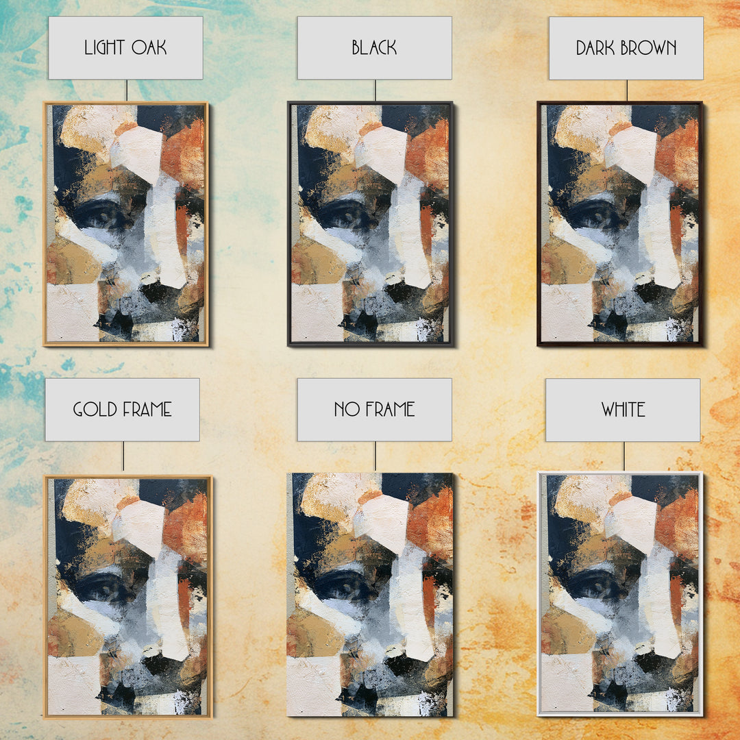 Abstract Mask with Playful Textures Framed Canvas Print, Eclectic Art, Art, Living Room Decor, Abstract Art, Eclectic, ECL-2x3-76