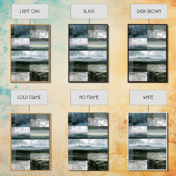 Bohemian Patchwork Landscape Framed Canvas Print, Eclectic Art, Room Decor, Living Room Decor, Fine Art, Eclectic, Artwork, ECL-2x3-8