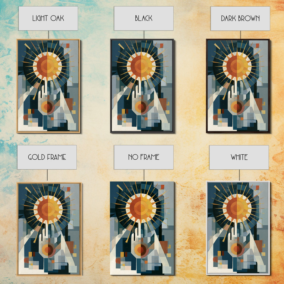 Geometric Sun and Hand Motif Canvas Print, Eclectic Art, Printable Wall Art, Living Room Decor, Abstract Art, Eclectic, ECL-2x3-95