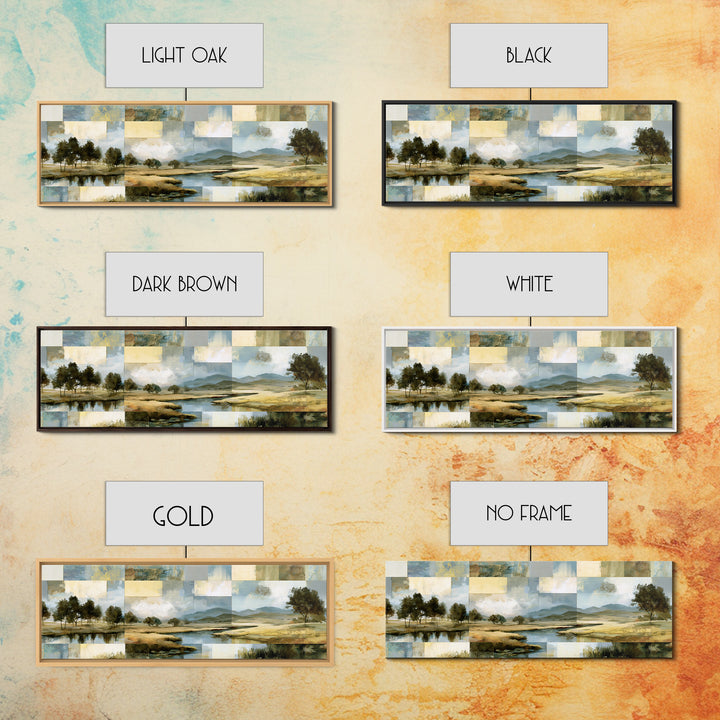Bohemian Patchwork Landscape Canvas Print, Eclectic Art, Wall Decor, Living Room Decor, Fine Art, Eclectic, Boho, Artwork, ECL-3x1-88