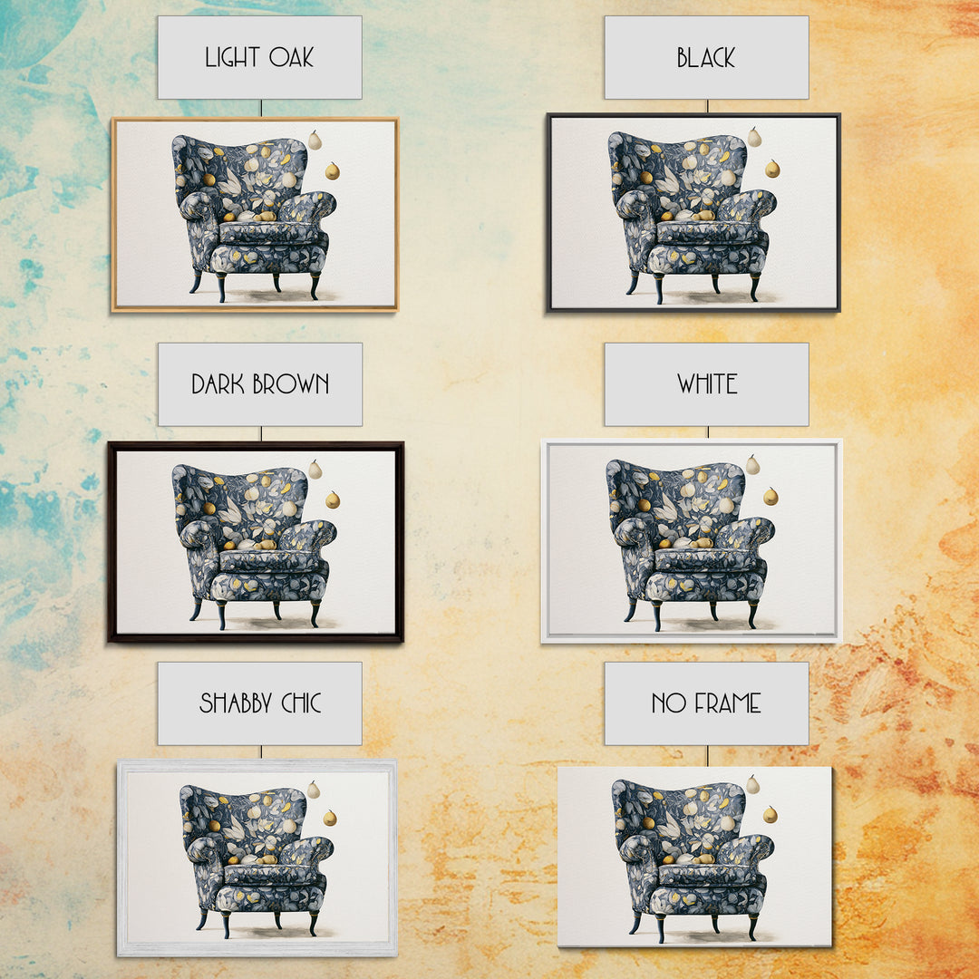 Whimsical Chair Still Life Framed Canvas Print, Eclectic Art, Luxury Decor, Living Room Decor, Fine Art, Eclectic, Art Print, ECL-3x2-90