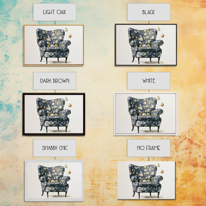 Whimsical Chair Still Life Framed Canvas Print, Eclectic Art, Luxury Decor, Living Room Decor, Fine Art, Eclectic, Art Print, ECL-3x2-90
