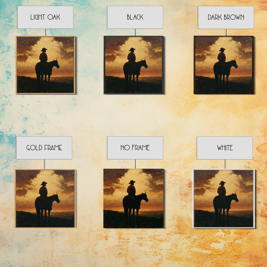 Equestrian Rider Silhouette at Sunrise Canvas Print, Equestrian Art, Wall Art, Living Room Decor, Fine Art, Equestrian, EQU-1x1-99