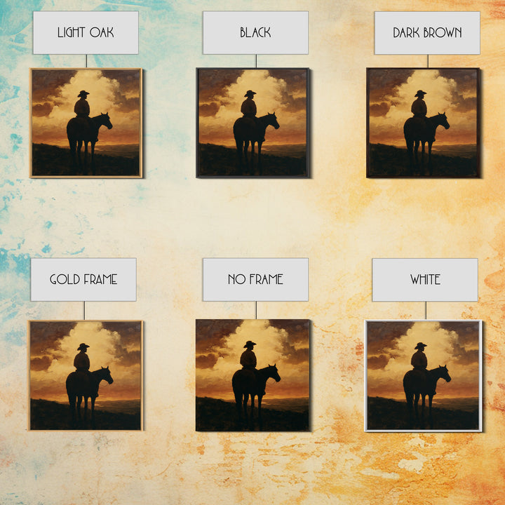 Equestrian Rider Silhouette at Sunrise Canvas Print, Equestrian Art, Wall Art, Living Room Decor, Fine Art, Equestrian, EQU-1x1-99