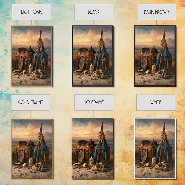 Stable Tools Arranged Like Old Master Still Canvas Print, Equestrian Art, Statement Artwork, Living Room Decor, Equestrian, EQU-2x3-31