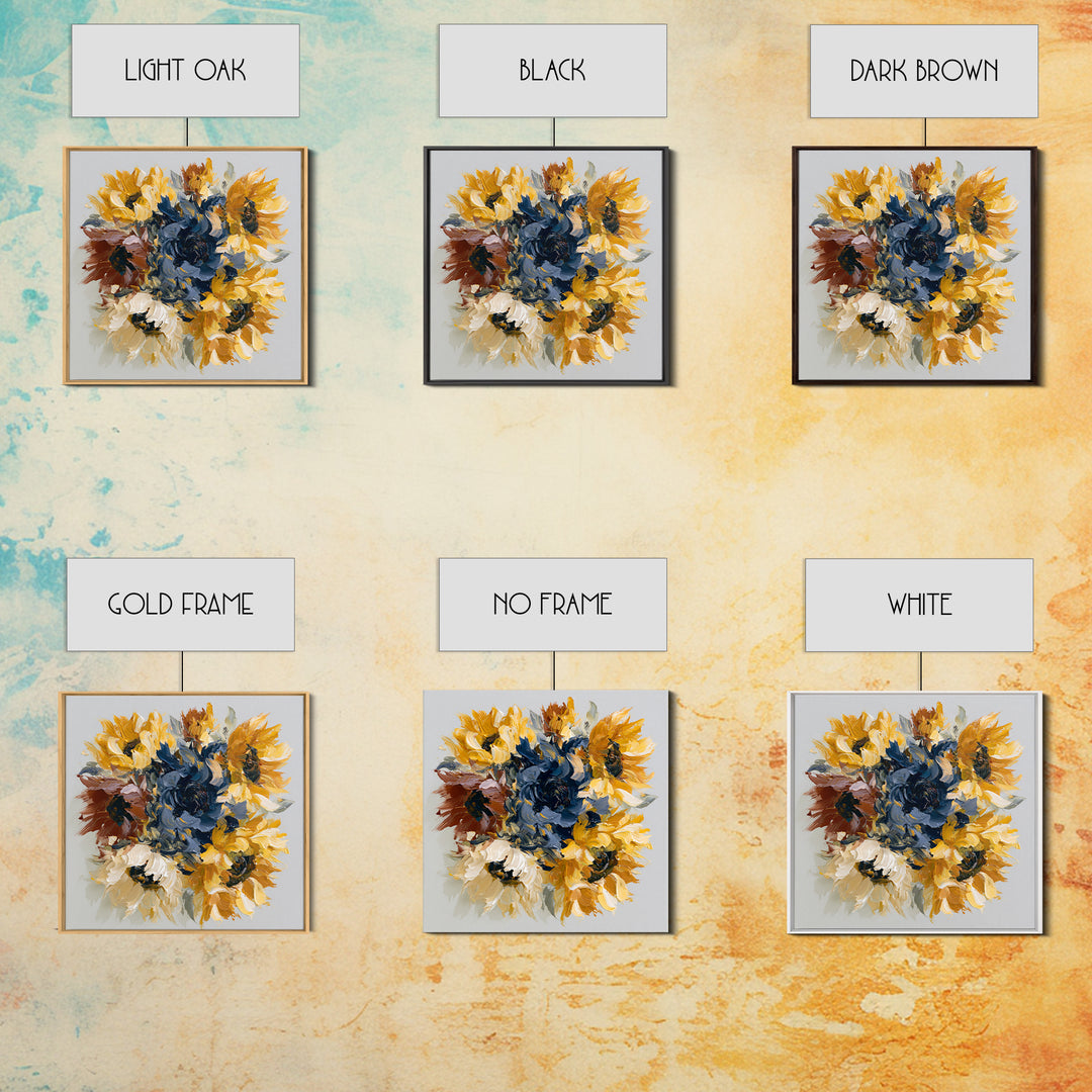 Sunflowers Twisting in Intense Painted Energy Canvas Print, Expressionist Art, Gallery Decor, Living Room Decor, Expression, EXP-1x1-32