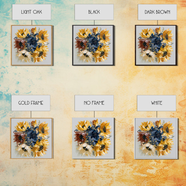 Sunflowers Twisting in Intense Painted Energy Canvas Print, Expressionist Art, Gallery Decor, Living Room Decor, Expression, EXP-1x1-32