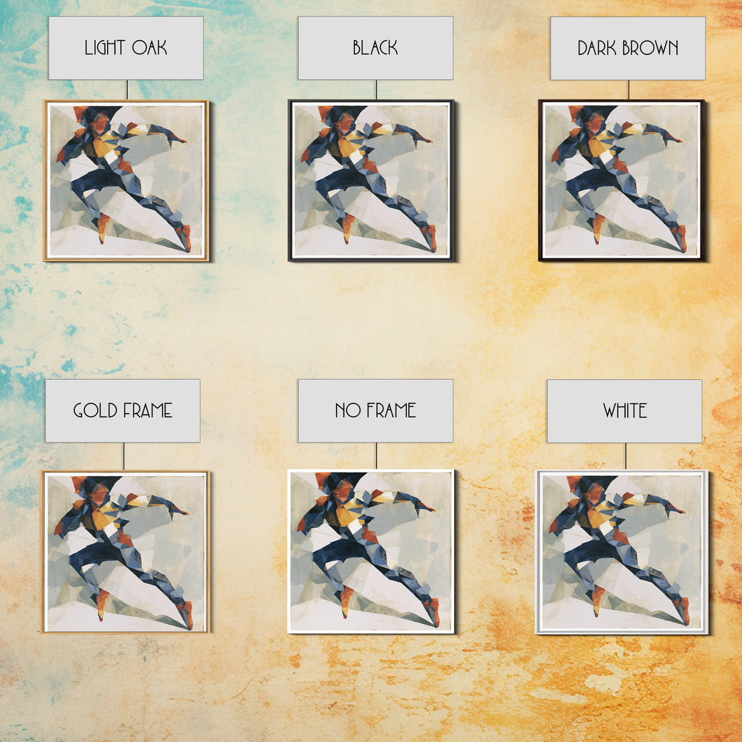 Dancer Figure Fractured into Vibrant Movement Canvas Print, Expressionist Art, Home Decor, Living Room Decor, Expression, EXP-1x1-4