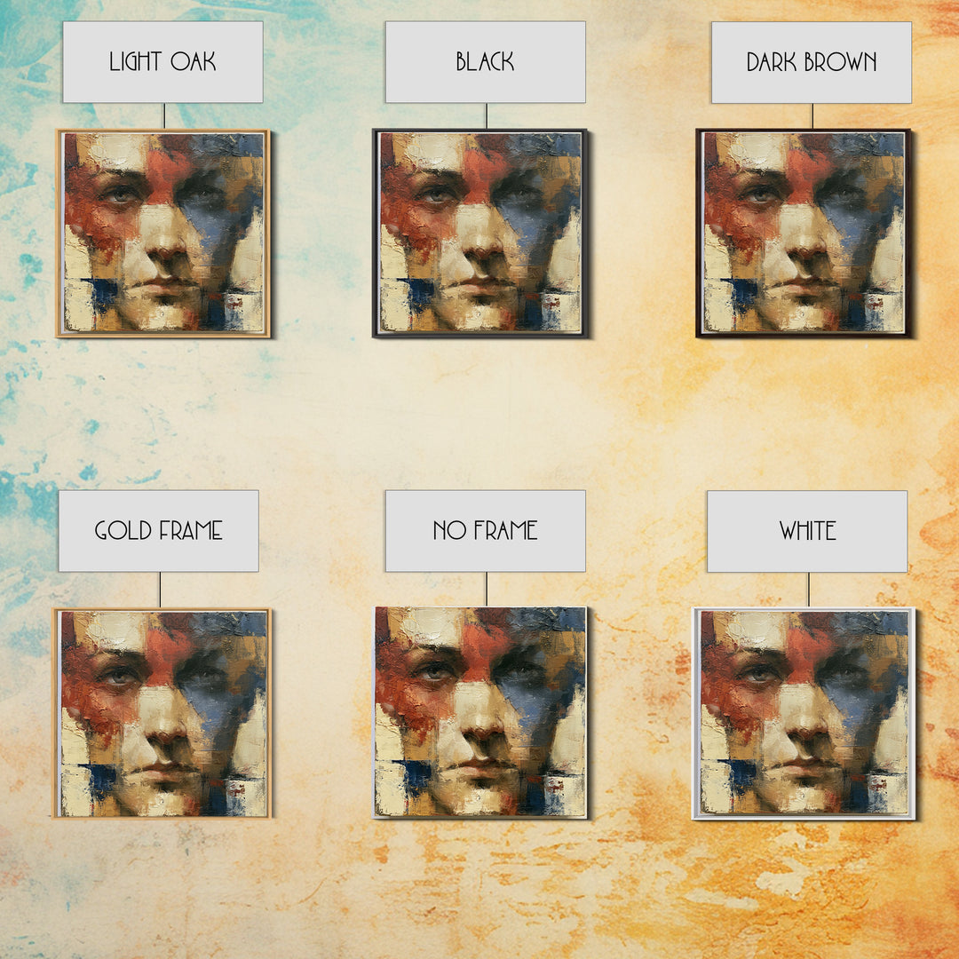 Emotional Portrait with Bold Red and Blue Canvas Print, Expressionist Art, Downloadable Prints, Living Room Decor, Expression, EXP-1x1-50