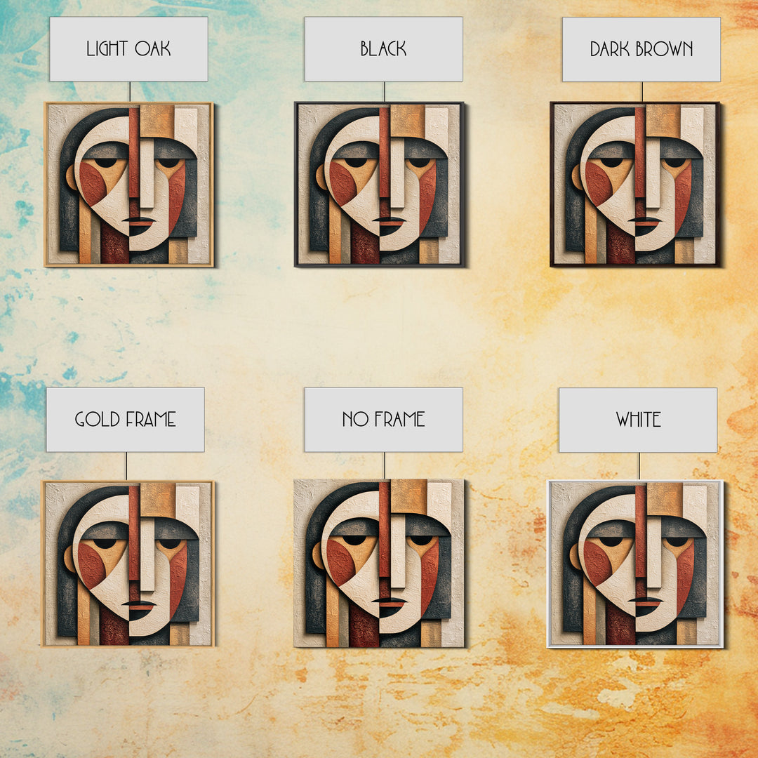 Abstract Face Split by Contrasting Emotions Canvas Print, Expressionist Art, Gallery Decor, Living Room Decor, Expression, EXP-1x1-59