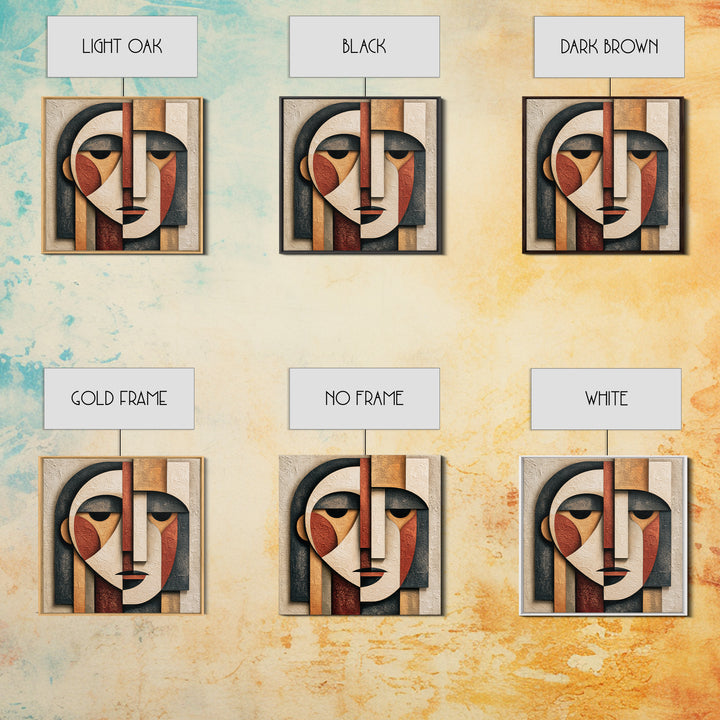 Abstract Face Split by Contrasting Emotions Canvas Print, Expressionist Art, Gallery Decor, Living Room Decor, Expression, EXP-1x1-59