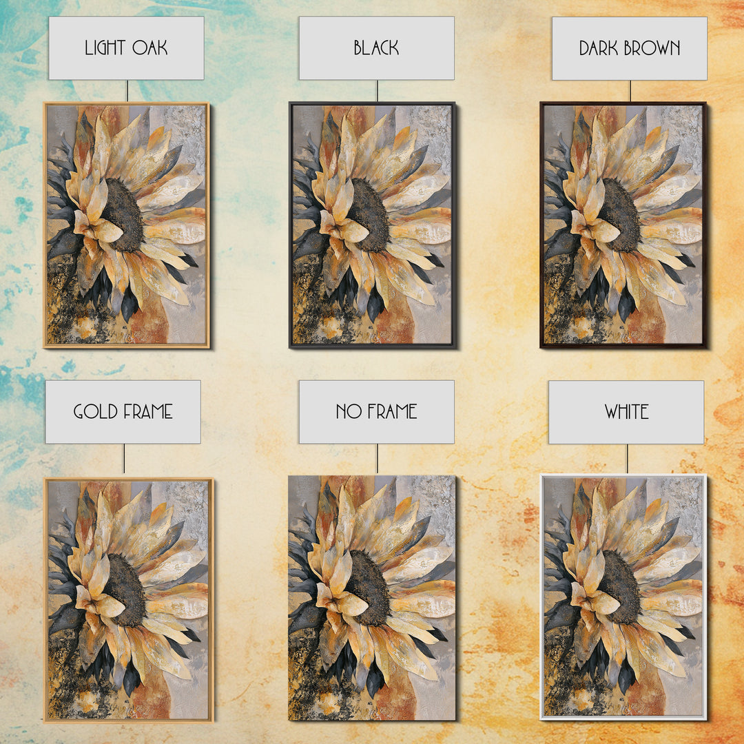 Sunflowers Twisting in Intense Painted Energy Canvas Print, Expressionist Art, Gallery Decor, Living Room Decor, Expression, EXP-2x3-16