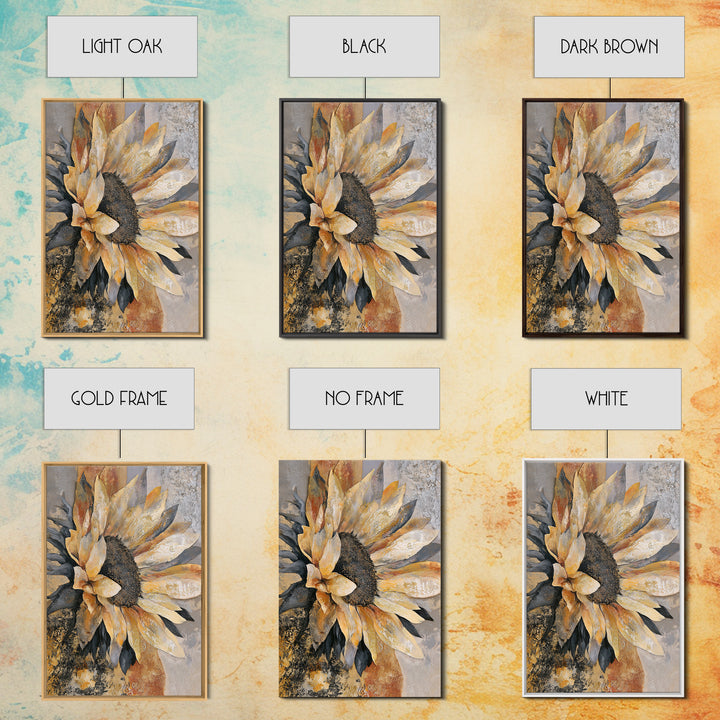Sunflowers Twisting in Intense Painted Energy Canvas Print, Expressionist Art, Gallery Decor, Living Room Decor, Expression, EXP-2x3-16