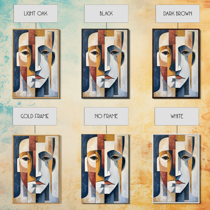 Abstract Face Split by Contrasting Emotions Canvas Print, Expressionist Art, Abstract Wall Art, Living Room Decor, Expression, EXP-2x3-67